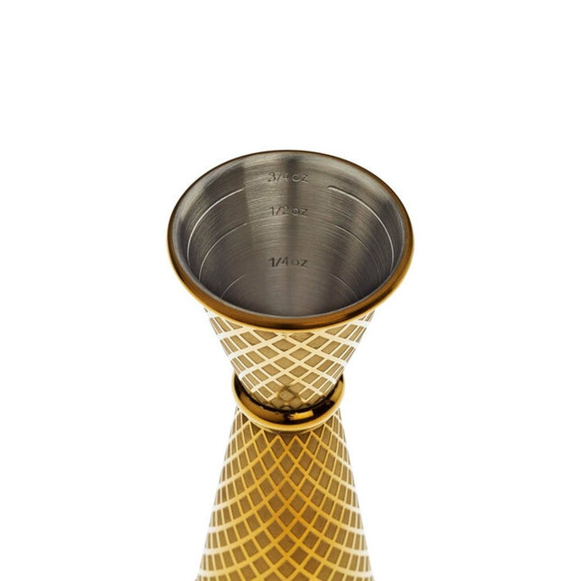 Diamond Lettice Japanese style jigger, gold, 30/60ml - hospitality