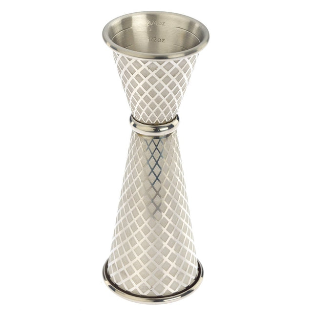 Diamond Lettice Japanese style jigger, stainless steel, 30/60ml - hospitality