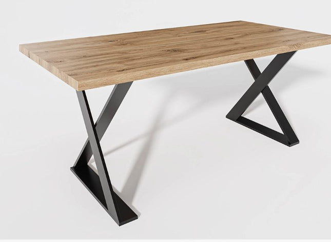 Classic X solid oak dining table for hotels, restaurants and offices – made to order, logo engraving available