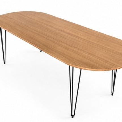 Oval solid oak dining table for hotels, restaurants and offices – made to order, logo engraving available