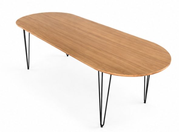Oval solid oak dining table for hotels, restaurants and offices – made to order, logo engraving available