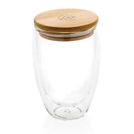 Double wall borosilicate glass with bamboo lid 350ml - hospitality
