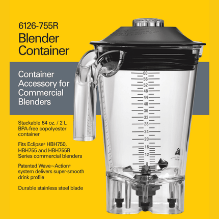 Eclipse™ 64 oz./2 L copolyester Container For HBH750, HBH755 and HBH755R blenders - hospitality