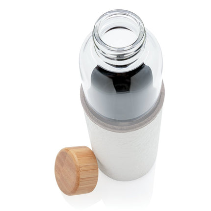 EcoGuard Glass Bottle 550ml With Bamboo Lid And Textured PU Sleeve Pack Of 25 - Eco Friendly And Durable - hospitality