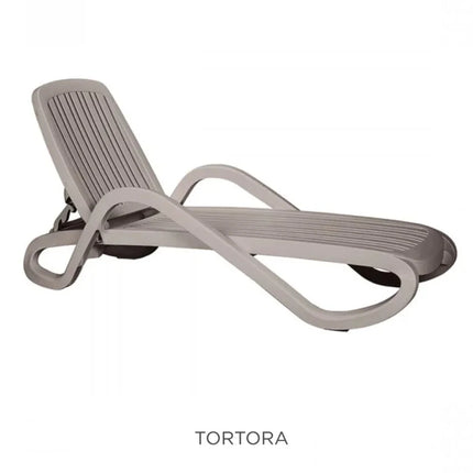 Eden Sun Lounger Stackable Outdoor Recliner with Armrests & Wheels - hospitality