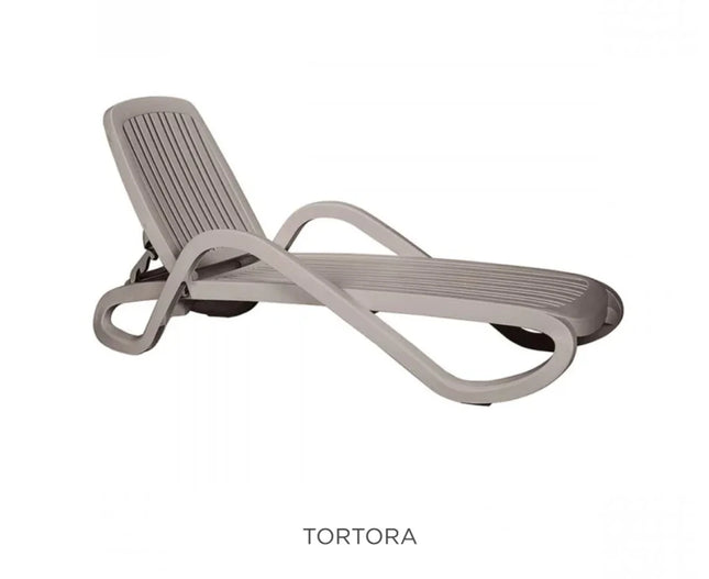 Eden Sun Lounger Stackable Outdoor Recliner with Armrests & Wheels - hospitality