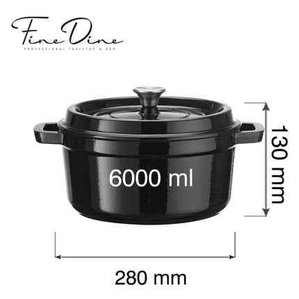 Enamelled cast iron casserole - kitchen / buffet, black, 280mm - hospitality
