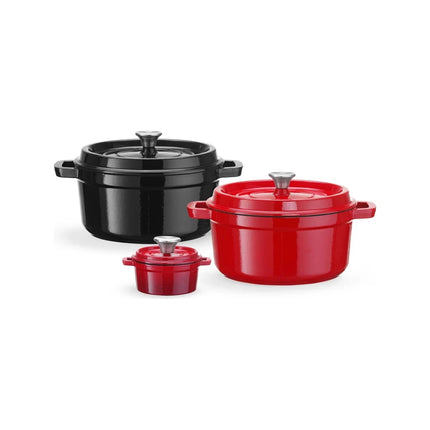 Enamelled cast iron casserole - kitchen / buffet, red, 280mm - hospitality
