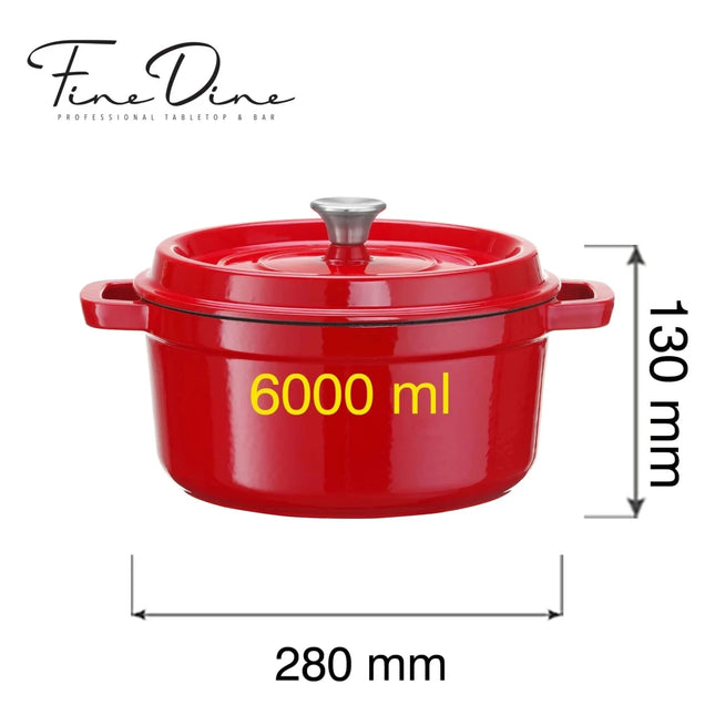 Enamelled cast iron casserole - kitchen / buffet, red, 280mm - hospitality
