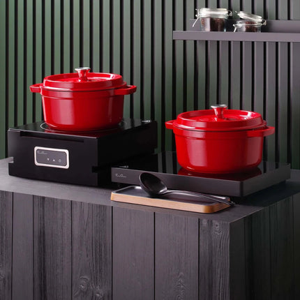 Enamelled cast iron casserole - singleportion / appetizer, black, 120mm - hospitality