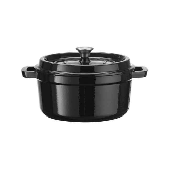 Enamelled cast iron casserole - singleportion / appetizer, black, 120mm - hospitality