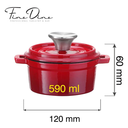 Enamelled cast iron casserole - singleportion / appetizer, red, 120mm - hospitality