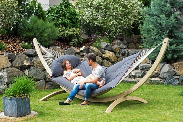 XXL Padded Double Hammock & Olymp Wooden Stand Set | CWDH Ireland