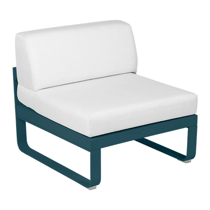 Fermob Bellevie 1-Seater Central Module – Acapulco Blue frame with Off-White fabric – modular outdoor sofa, Ireland