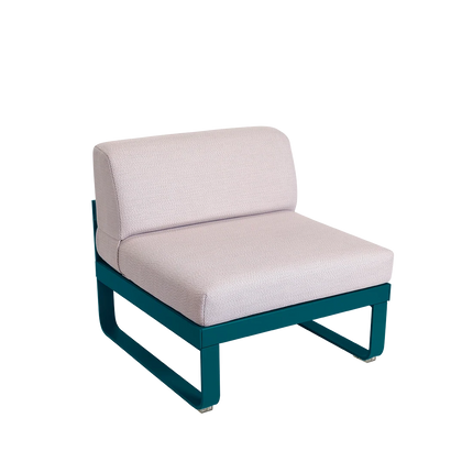 Fermob Bellevie 1-Seater Central Module – Acapulco Blue frame with Pearl fabric – modular outdoor sofa, Ireland
