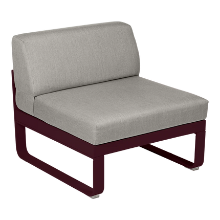 Fermob Bellevie 1-Seater Central Module – Black Cherry frame with Grey Taupe fabric – modular outdoor sofa, Ireland