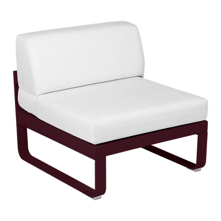 Fermob Bellevie 1-Seater Central Module – Black Cherry frame with Off-White fabric – modular outdoor sofa, Ireland