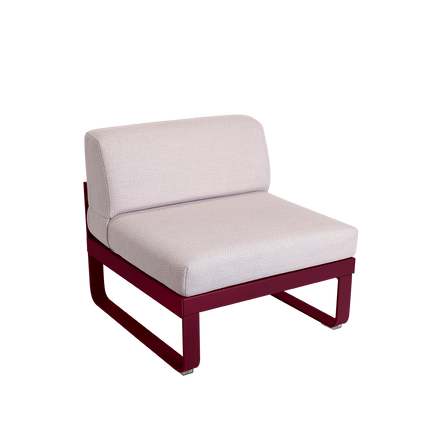 Fermob Bellevie 1-Seater Central Module – Black Cherry frame with Pearl fabric – modular outdoor sofa, Ireland