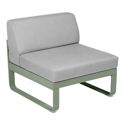 Fermob Bellevie 1-Seater Central Module – Cactus frame with Flannel Grey fabric – modular outdoor sofa, Ireland
