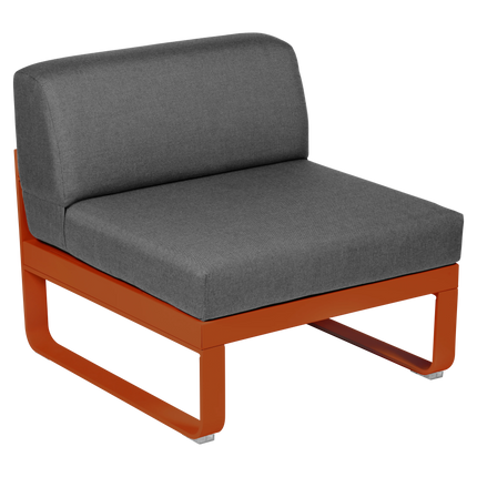 Fermob Bellevie 1-Seater Central Module – Candied Orange frame with Graphite Grey fabric – modular outdoor sofa, Ireland