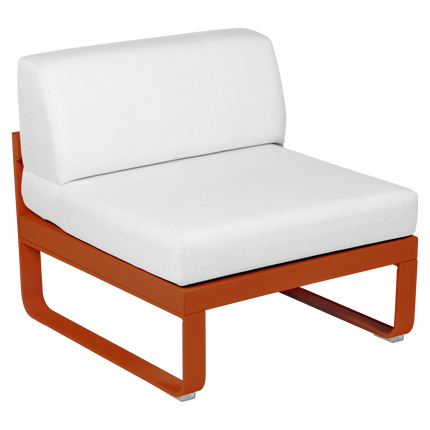 Fermob Bellevie 1-Seater Central Module – Candied Orange frame with Off-White fabric – modular outdoor sofa, Ireland
