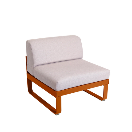 Fermob Bellevie 1-Seater Central Module – Candied Orange frame with Pearl fabric – modular outdoor sofa, Ireland