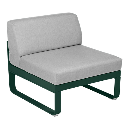 Fermob Bellevie 1-Seater Central Module – Cedar Green frame with Flannel Grey fabric – modular outdoor sofa, Ireland