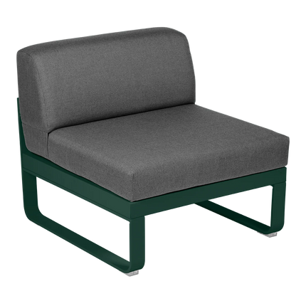 Fermob Bellevie 1-Seater Central Module – Cedar Green frame with Graphite Grey fabric – modular outdoor sofa, Ireland