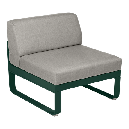 Fermob Bellevie 1-Seater Central Module – Cedar Green frame with Grey Taupe fabric – modular outdoor sofa, Ireland