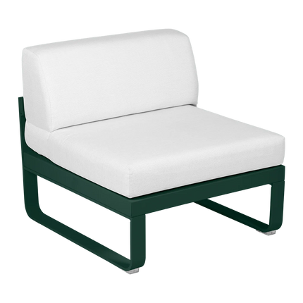Fermob Bellevie 1-Seater Central Module – Cedar Green frame with Off-White fabric – modular outdoor sofa, Ireland