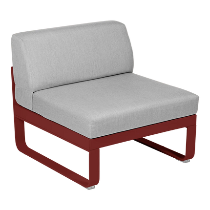 Fermob Bellevie 1-Seater Central Module – Chilli frame with Flannel Grey fabric – modular outdoor sofa, Ireland