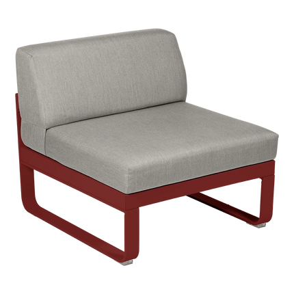Fermob Bellevie 1-Seater Central Module – Chilli frame with Grey Taupe fabric – modular outdoor sofa, Ireland