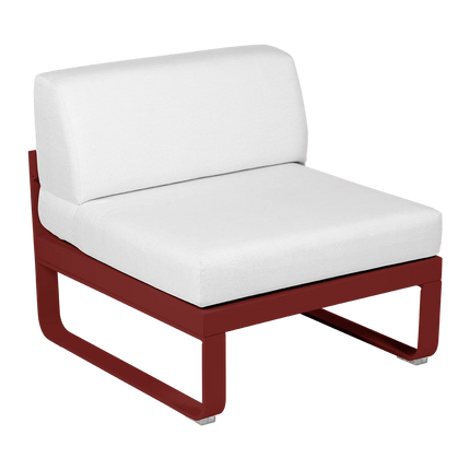 Fermob Bellevie 1-Seater Central Module – Chilli frame with Off-White fabric – modular outdoor sofa, Ireland