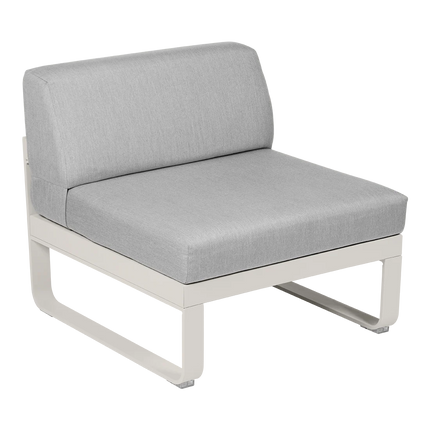 Fermob Bellevie 1-Seater Central Module – Clay Grey frame with Flannel Grey fabric – modular outdoor sofa, Ireland