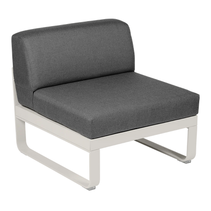 Fermob Bellevie 1-Seater Central Module – Clay Grey frame with Graphite Grey fabric – modular outdoor sofa, Ireland