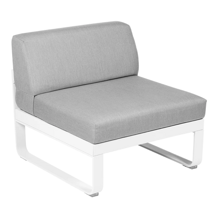Fermob Bellevie 1-Seater Central Module – Cotton White frame with Flannel Grey fabric – modular outdoor sofa, Ireland