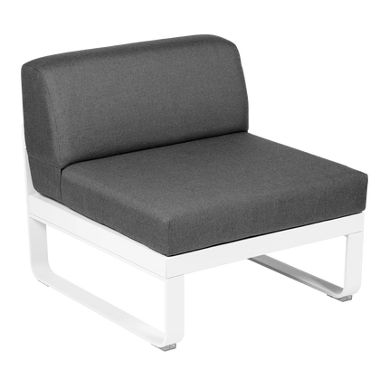 Fermob Bellevie 1-Seater Central Module – Cotton White frame with Graphite Grey fabric – modular outdoor sofa, Ireland