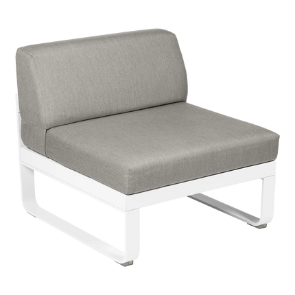 Fermob Bellevie 1-Seater Central Module – Cotton White frame with Grey Taupe fabric – modular outdoor sofa, Ireland
