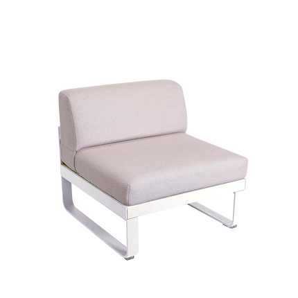 Fermob Bellevie 1-Seater Central Module – Cotton White frame with Pearl fabric – modular outdoor sofa, Ireland