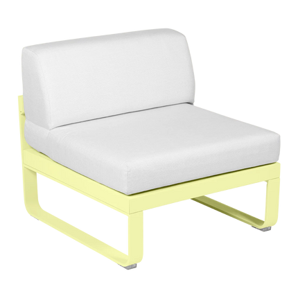 Fermob Bellevie 1-Seater Central Module – Frosted Lemon frame with Off-White fabric – modular outdoor sofa, Ireland