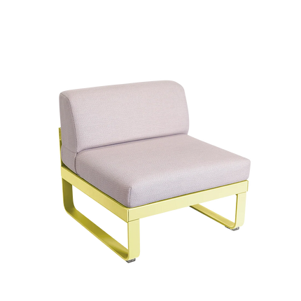 Fermob Bellevie 1-Seater Central Module – Frosted Lemon frame with Pearl fabric – modular outdoor sofa, Ireland