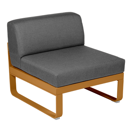 Fermob Bellevie 1-Seater Central Module – Gingerbread frame with Graphite Grey fabric – modular outdoor sofa, Ireland