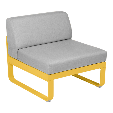 Fermob Bellevie 1-Seater Central Module – Honey frame with Flannel Grey fabric – modular outdoor sofa, Ireland
