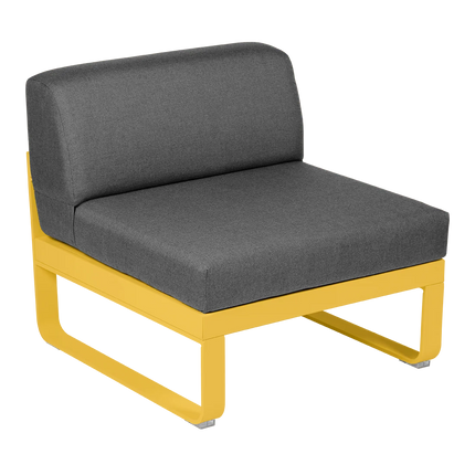 Fermob Bellevie 1-Seater Central Module – Honey frame with Graphite Grey fabric – modular outdoor sofa, Ireland