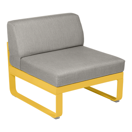 Fermob Bellevie 1-Seater Central Module – Honey frame with Grey Taupe fabric – modular outdoor sofa, Ireland