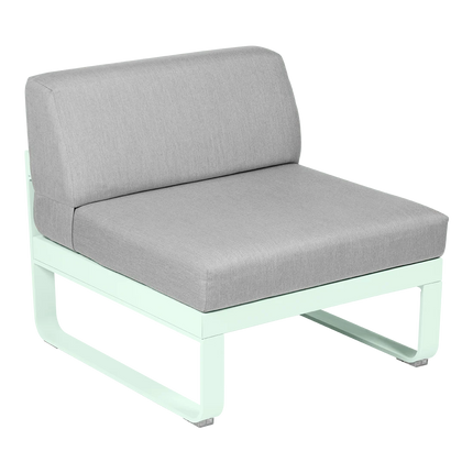 Fermob Bellevie 1-Seater Central Module – Ice Mint frame with Flannel Grey fabric – modular outdoor sofa, Ireland