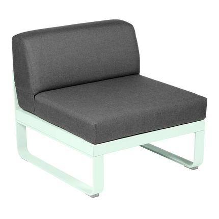 Fermob Bellevie 1-Seater Central Module – Ice Mint frame with Graphite Grey fabric – modular outdoor sofa, Ireland
