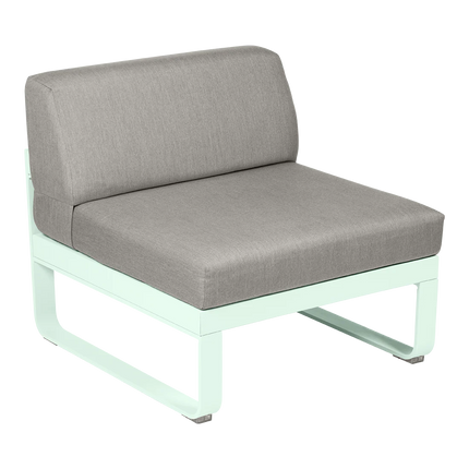Fermob Bellevie 1-Seater Central Module – Ice Mint frame with Grey Taupe fabric – modular outdoor sofa, Ireland