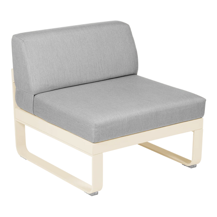 Fermob Bellevie 1-Seater Central Module – Latte Beige frame with Flannel Grey fabric – modular outdoor sofa, Ireland