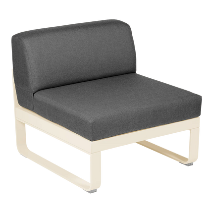 Fermob Bellevie 1-Seater Central Module – Latte Beige frame with Graphite Grey fabric – modular outdoor sofa, Ireland